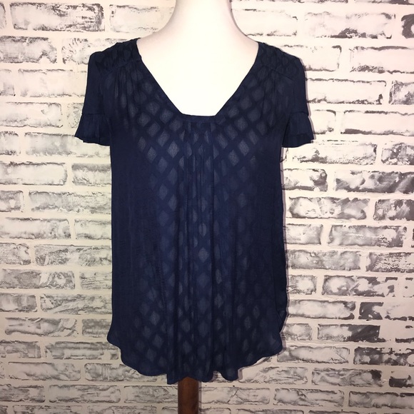 Anthropologie Tops - Maeve Anthropologie Pintucked Navy Blue Blouse Top Anthropologie Tops - Maeve Anthropologie Pintucked Navy Blue Blouse Top